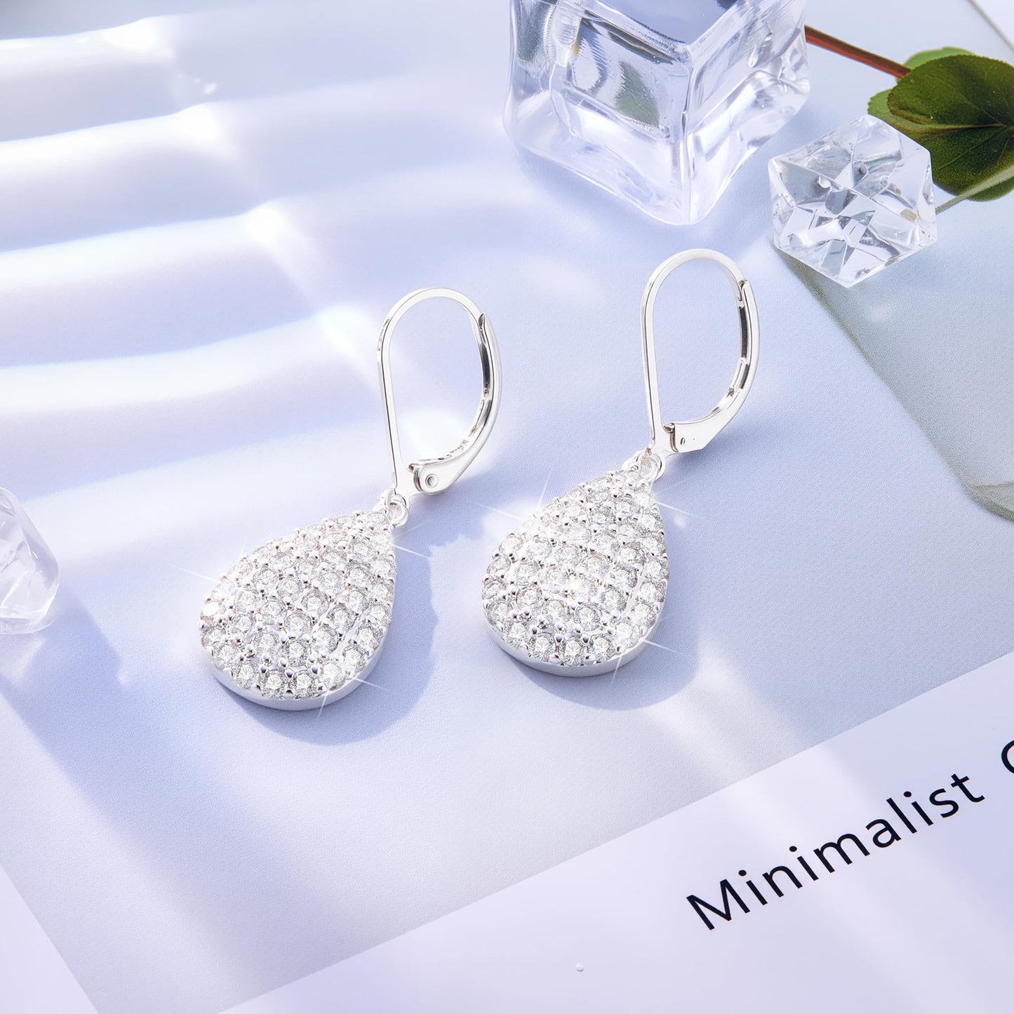 Teardrop Sterling Silver Leverback Earrings, ALEXCRAFT Teardrop Waterdrop Dangling Drop Leverback Earring for Women Trendy Hypoallergenic 925 Sterling Silver Cubic Zirconia Dangle Earrings for Women