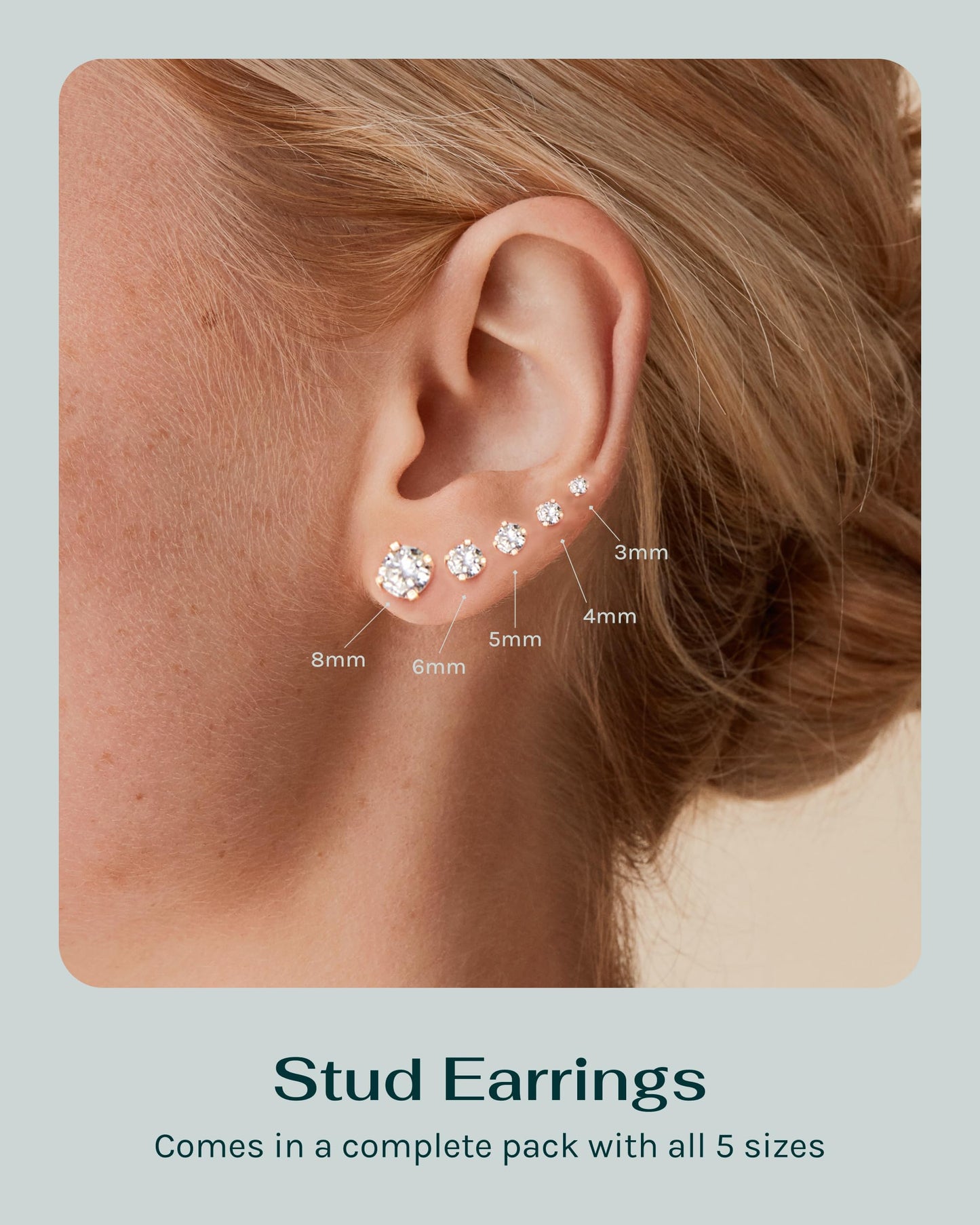 PAVOI Waterproof Five Pairs Stud Earrings for Women - Stainless Steel Pack of 5 Cubic Zirconia Earrings for Men and Women - Hypoallergenic Premium CZ Studs Set