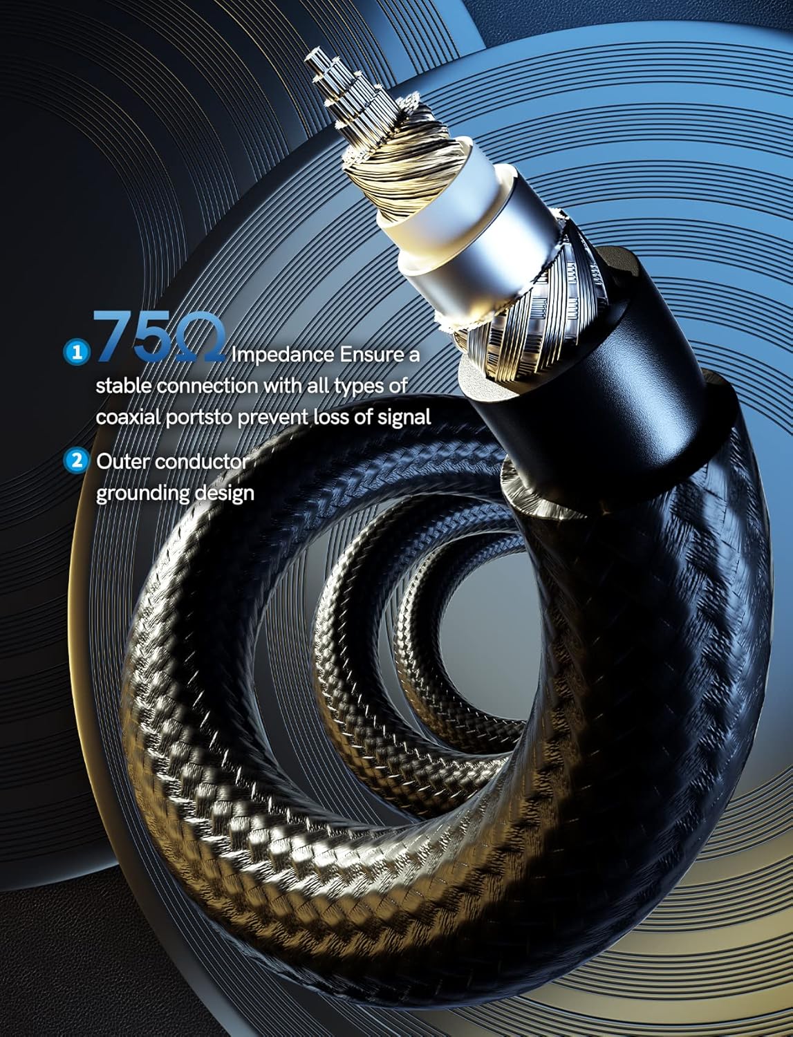(3.3 ft/1 5.1 VIOY Coaxial Digital Audio Cable M)-[Gold-Plated & Braided]-Subwoofer Cable RCA Male to Male HiFi SPDIF