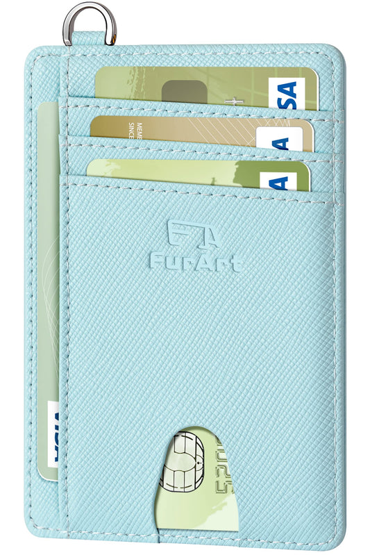 FurArt Slim Minimalist Wallet, Front Pocket Wallets, RFID Blocking, Credit Card Holder for Men-Light Blue