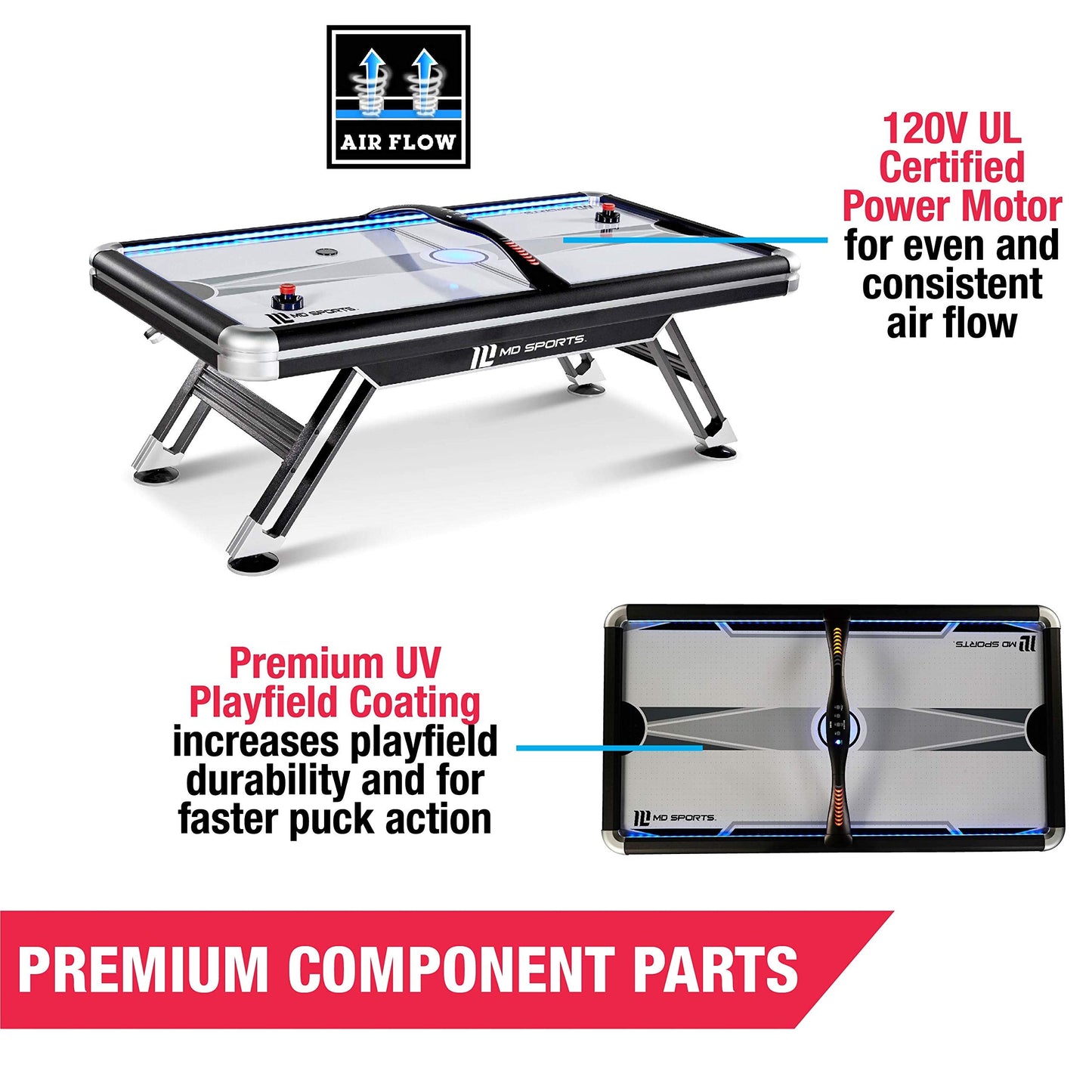 MD Sports 7.5' Titan Air Powered Hockey Overhead Score Table With Pusher and Puck Set