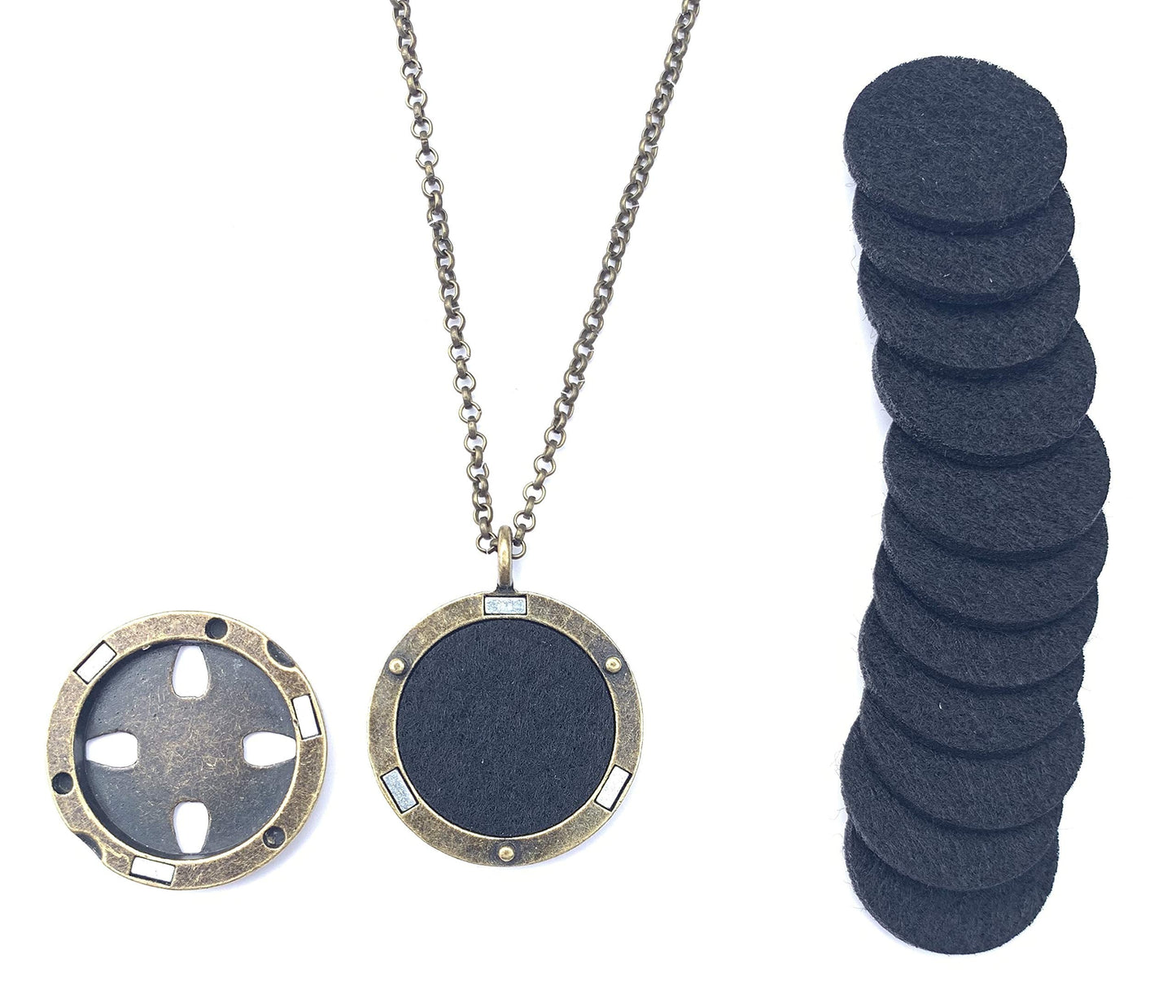 Wild Essentials Celtic Cross Aged Brass Essential Oil Diffuser Nickel Free Alloy Locket Pendant with 24 inch Black Nylon Rope, 6 Refill Pads, Customizable Perfume Jewelry for Aromatherapy