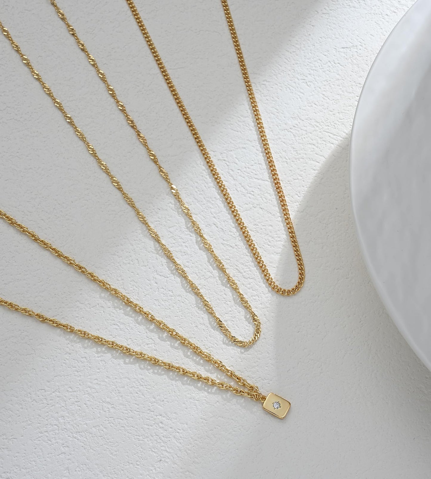 YEEZII Layered Gold Necklaces for Women Trendy, 3 Pcs 14K Gold Plated Choker Paperclip Box Chain Necklace, Stackable Women's Gold Pendant Necklaces Jewelry Set (Yellow Gold)
