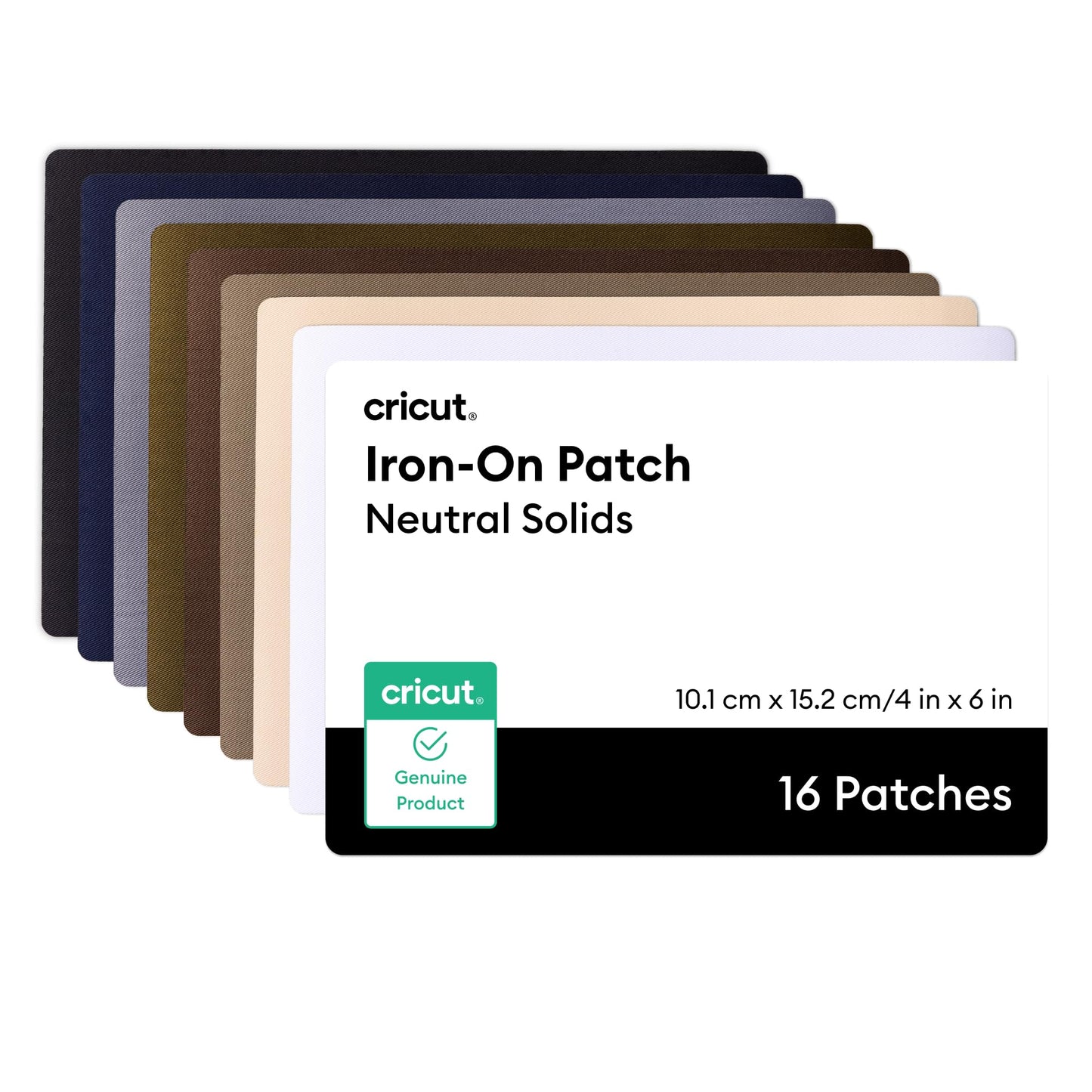 Cricut Iron-On Patch, Neutral Solids - 4 in x 6 in (16 ct) - Repair or Customize Clothing - Machine Washable - No Sewing Needed