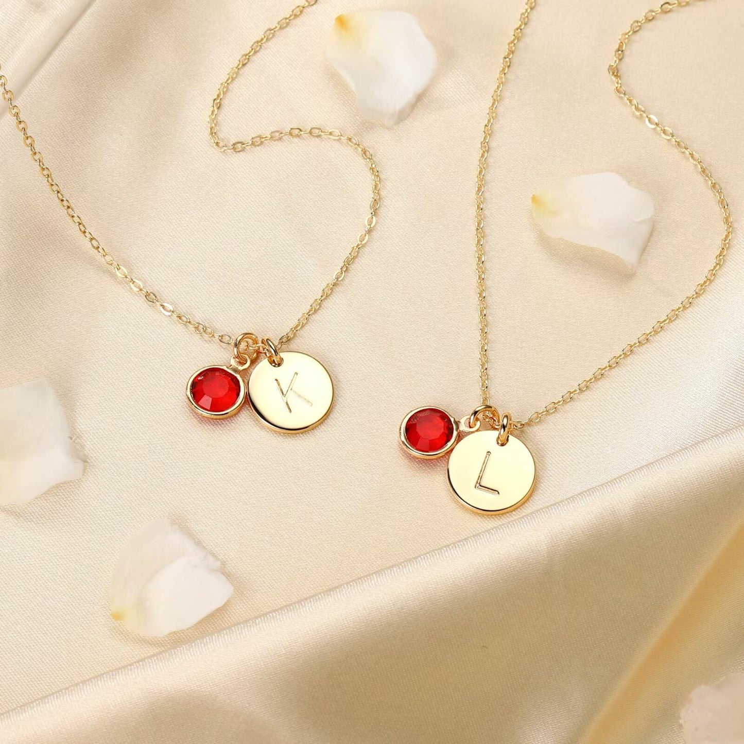 Hidepoo Mom Birthday Gifts for Female - Initial Alexandrite Birthstone Necklaces for Women, Mothers Day Personalized Gift for Woman Wife Grandma, Disc Initial T Necklace, June Birthstone Jewelry