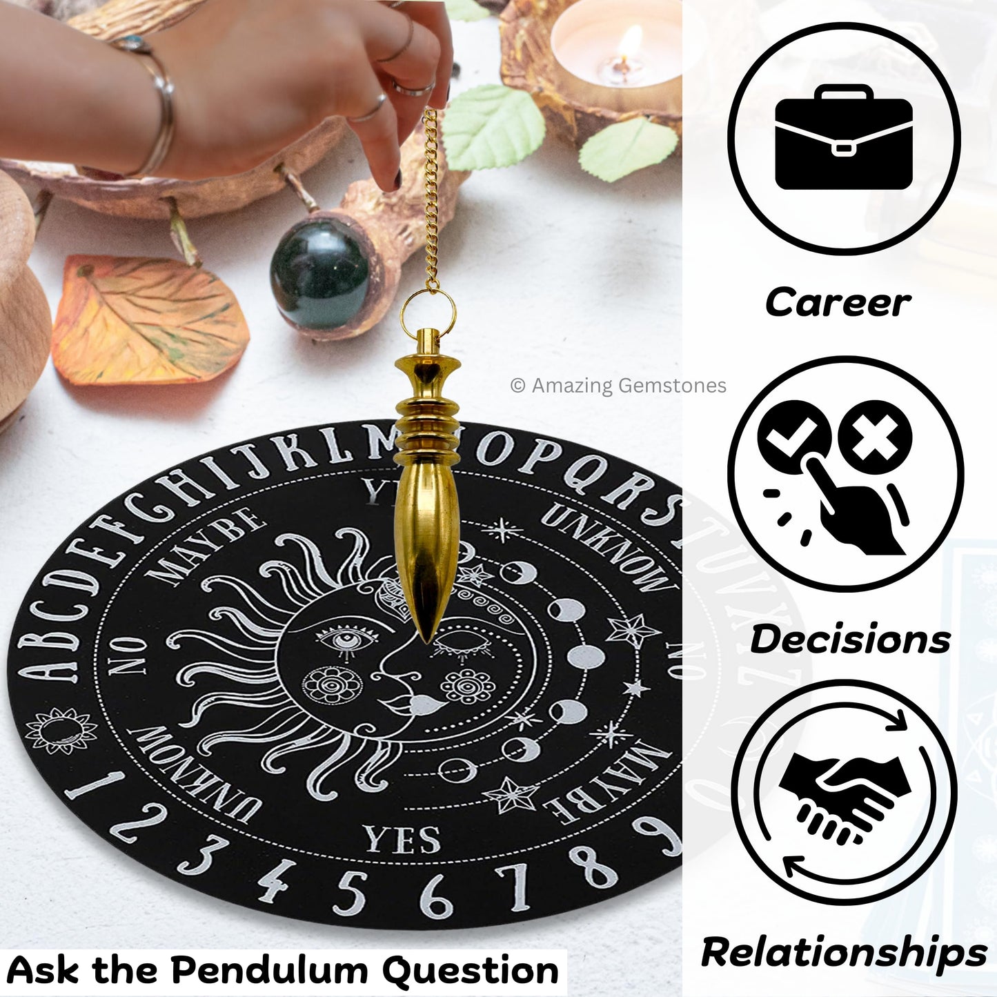 Amazing Gemstone Healing Metal Pendulums for Divination, Gold 4 ISIS Ring Karnak Steel Copper Pendulum High Energy Pendulo de Bronce Pendulos de Mesa MP8