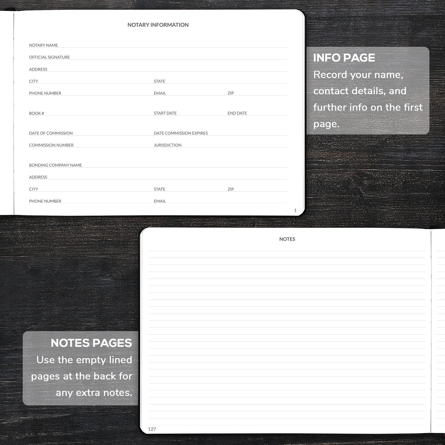 Skyline Notary Journal – Official Notary Public Record Book with Numbered Pages – Log Book for Notarial Acts & Records – Notary Supplies – 250 Entries, Hardcover, 10x7″ (Black)