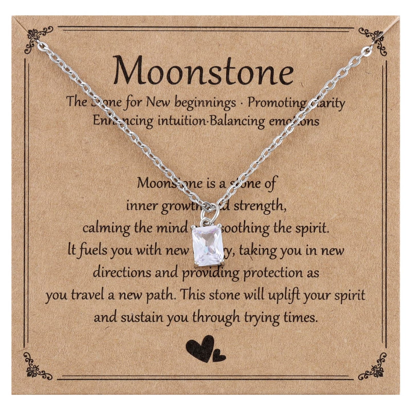 Kivosliviz Moonstone Necklace for Women Her Friends Couple Mom New Beginnings Jewelry Healing Crystal Necklace