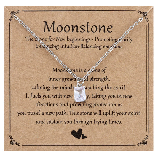 Kivosliviz Moonstone Necklace for Women Her Friends Couple Mom New Beginnings Jewelry Healing Crystal Necklace
