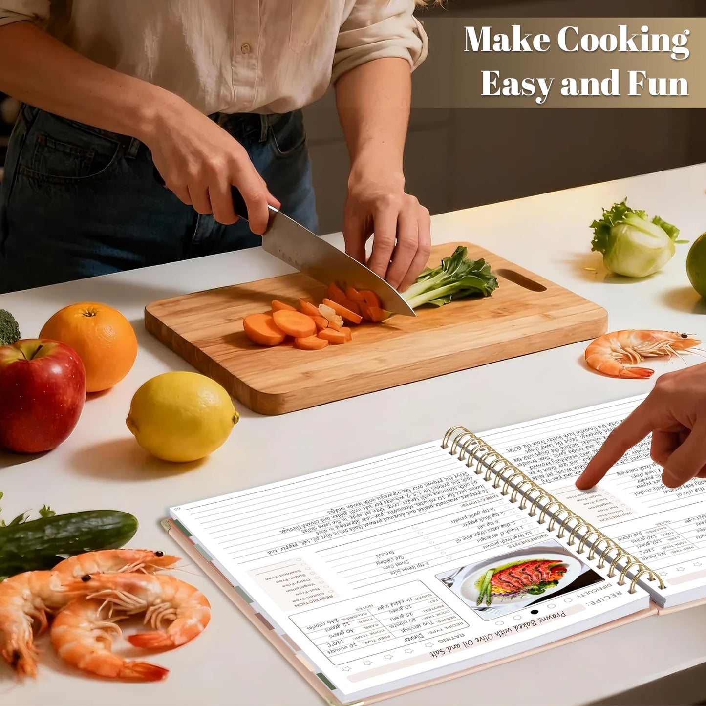 Blank Recipe Book to Write in Your Own Recipes, 8.5"x11" Mothers Day Blank Recipe Notebook for 140 Recipes, Personal Cookbook Hardcover Journal with Tab Sticker &Pocket for Culinary Cooking Light Pink