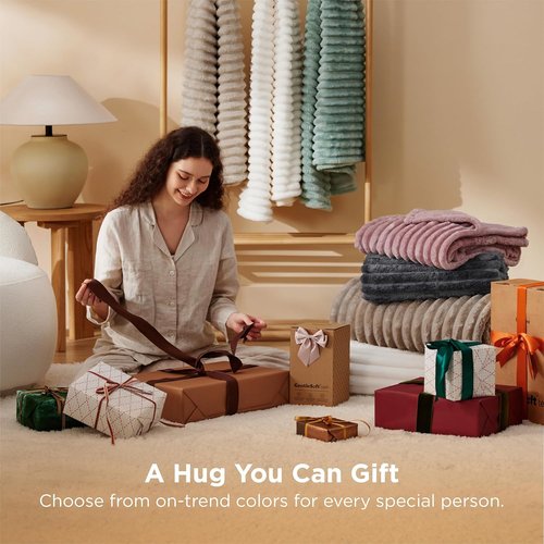 Bedsure GentleSoft Throw Blanket - Cozy Beige Fleece Blanket for Couch, 50x70 Inches