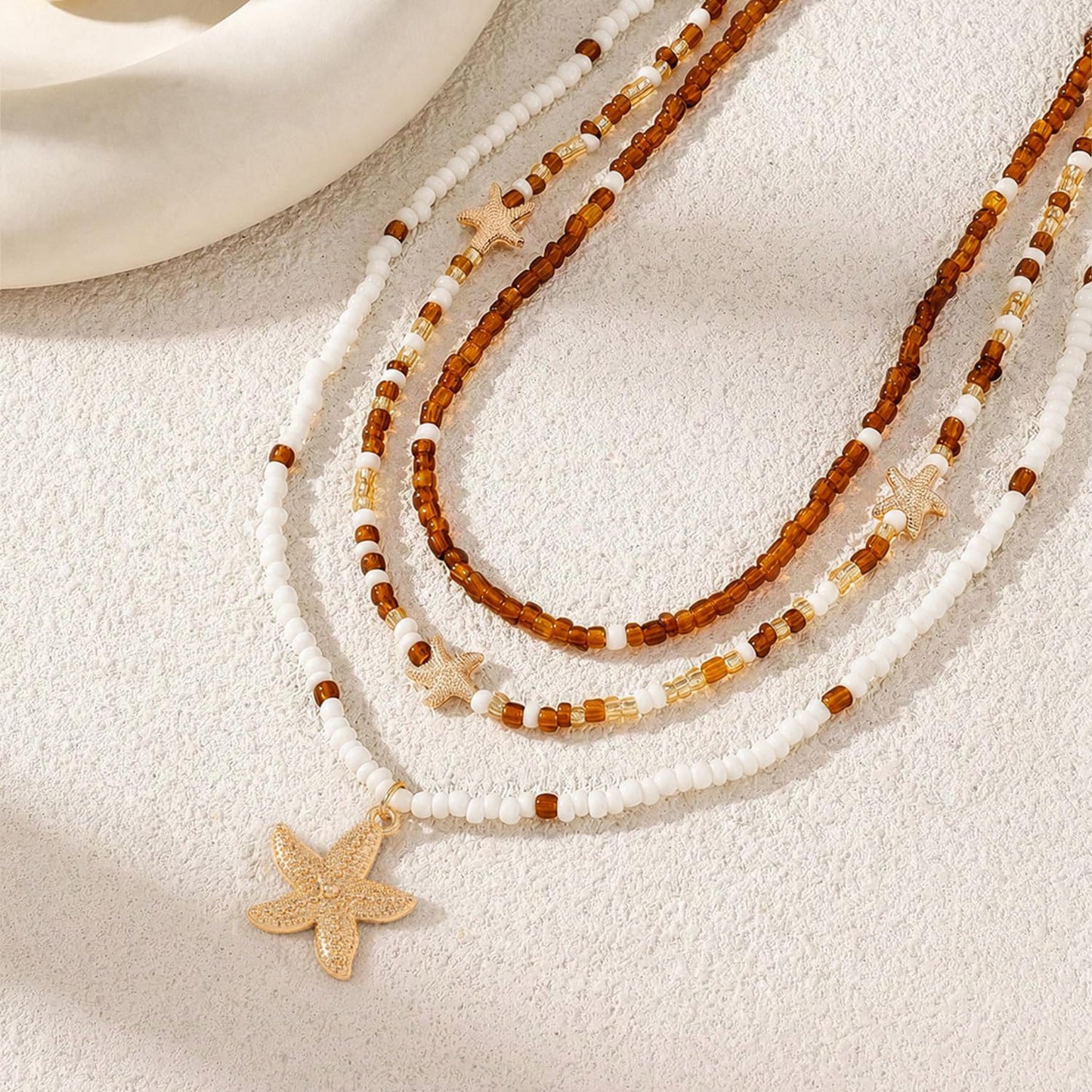Lameybrt Cowrie Shell Surfer Necklaces, Hawaiian Beach Handmade Choker Set for Women, White Rice Bead with Black Accents, Bohemian Summer Seashell Choker 2 Piece Set, Perfect for Summer Beach Vacation, Birthday, Mother’s Day & Holiday Gifts (Shell 28)