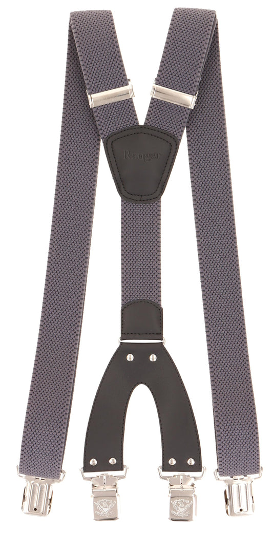 Ranger - Suspenders for Men – 1.6 inch. Wide, 55 inch. Heavy Duty, Long, Strong, Solid, Formal, Suit Accessories Men - Dark Grey