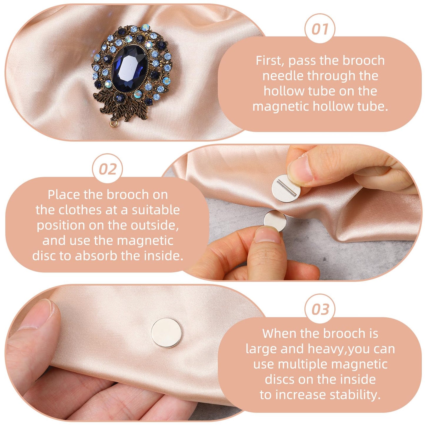 5 Pairs Invisible Magnetic Brooch Pin Converter Mini Magnetic Clasps for Clothing Metal Pin Backs Magnet Metal Lapel Pins Brooch Holder Converter for Hijab Scarf Shawl Thin Fabric
