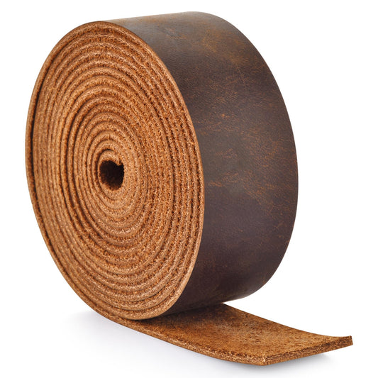 Leather Strap 1 Inches Wide Flat Leather Strips, Genuine Full Grain Cowhide Oil Tan Leather Strip for DIY Craft Projects, Tooling, Belt, Garden Tools (2.2mm Thick_65-72 Inches Lengths_DK Brown)