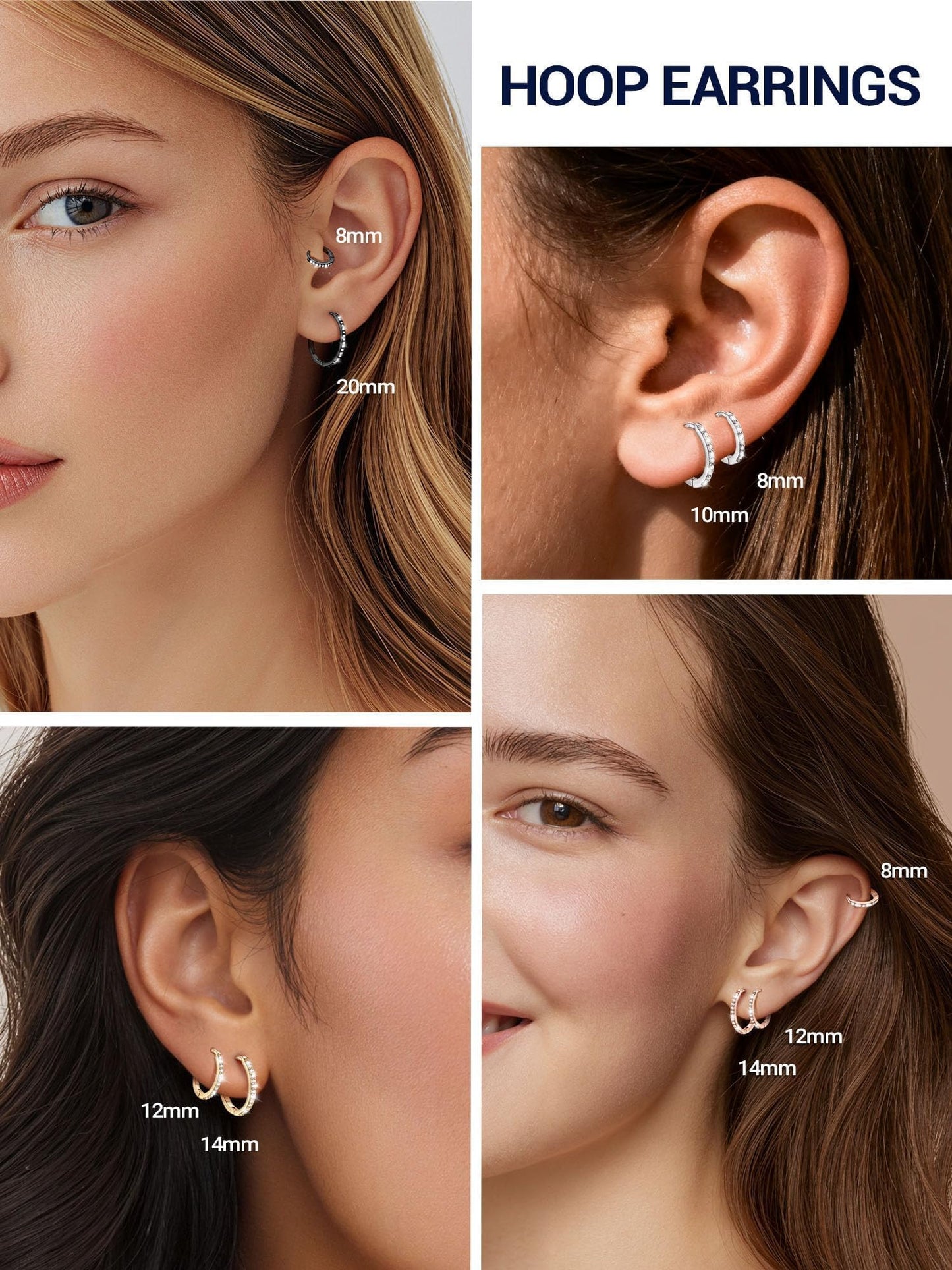 Rose Gold Hoop Earrings For Women Cubic Hoops Earring Hypoallergenic 8mm Tiny Huggie Jewelry Non Tarnish Cartilage Piercing Waterproof Ear Earings