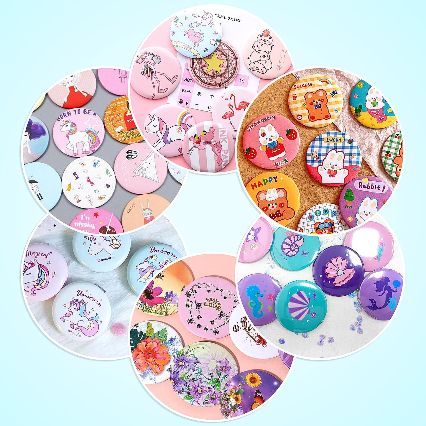 100 Sets Button Maker Supplies, 75mm/3 inch Button Supplies, with Plastic Pin Back Cover, Metal Cover, Transparent Film and Blank Paper, Suitable for Button Making Machine and Pin Maker Press