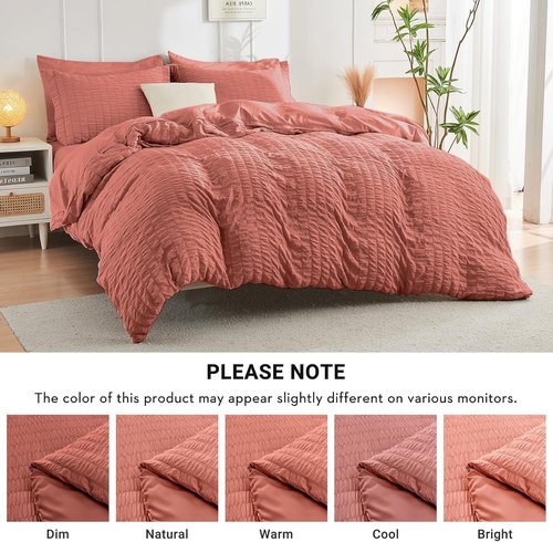 HYMOKEGE Coral Queen Comforter Set - 7-Piece All-Season Luxury Bedding Set with Sheets & Pillowcases