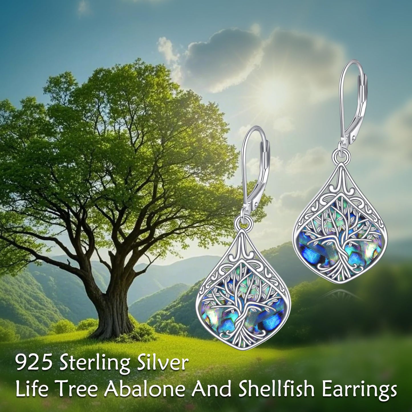 Tree of life Teardrop Earrings Sterling Silver Filigree Irish Celtic Teardrop Drop Earrings Jewelry Gifts For Women (tree of life teardrop earrings)