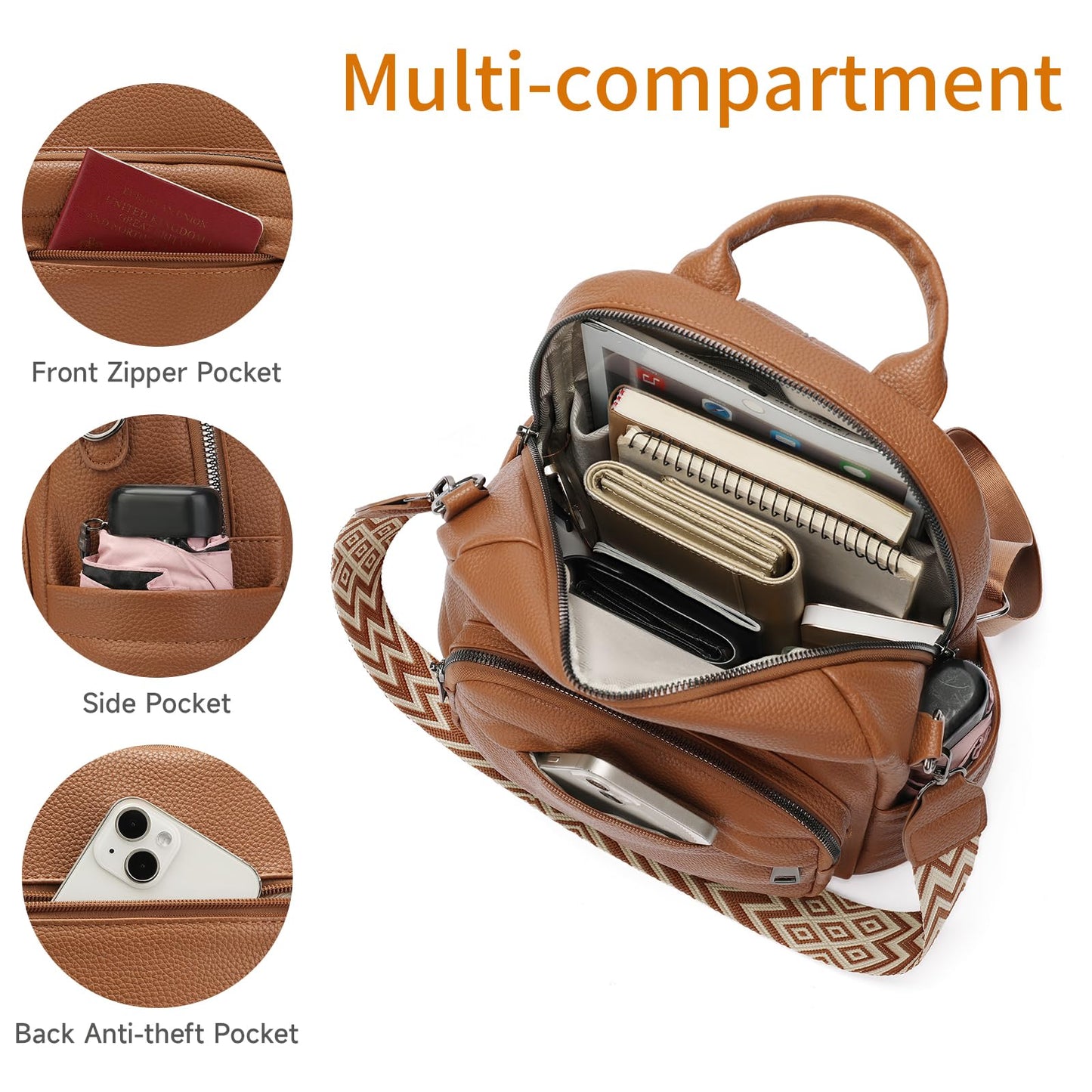 GAEKEAO Mini Backpack for Women Fahsion Vegan Leather Backpack Lightweight Ladies Shoulder Bag Small Travel Purses Daily