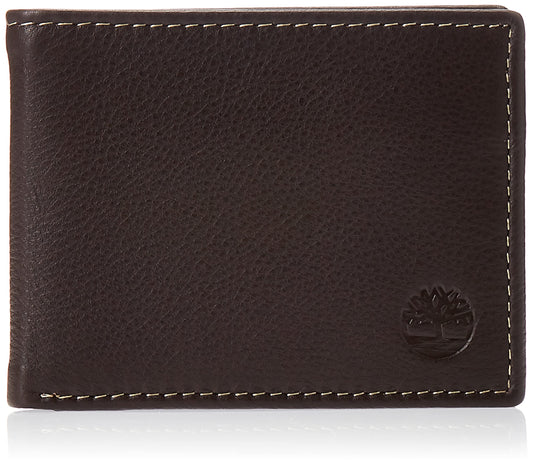 Timberland Men's Wellington Leather Rfid Bifold Commuter Security Wallet, brown, One Size
