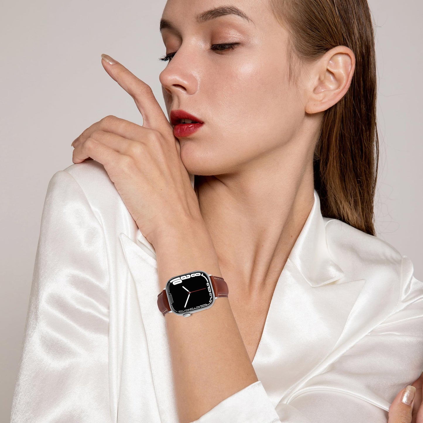 Vintage Full-Grain Genuine Leather Band Compatible with Apple Watch 42/41/40/38mm, Men Women Classic Business Dressy iWatch Strap for Series 11 10 9 8 7 6 5 4 SE 3 2 1, Coffee