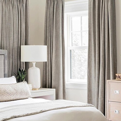 MIULEE 100% Blackout Linen Textured Curtains - Thermal Insulated Warm Taupe | 52 x 120 Inch (2 Panels)