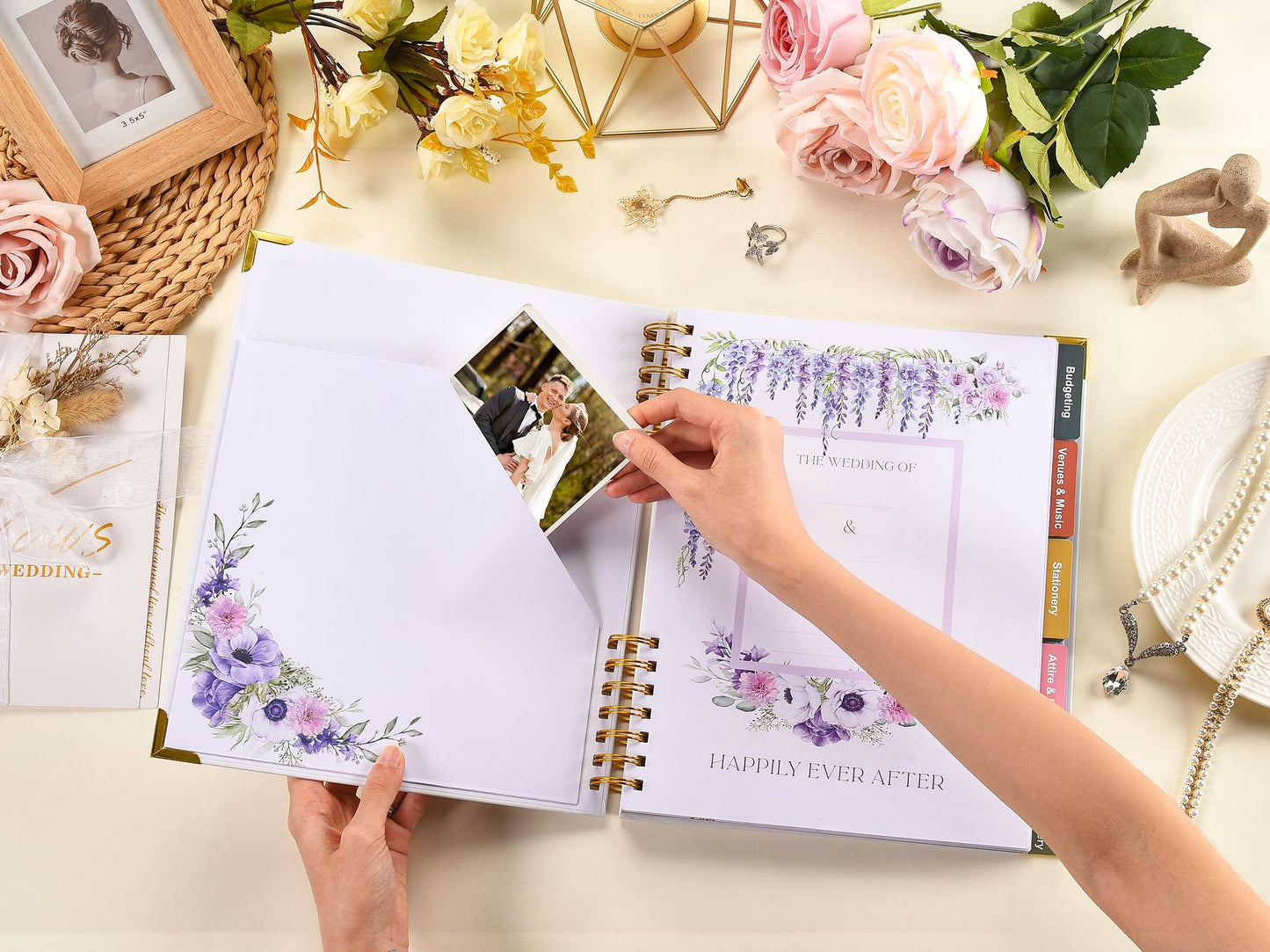 BEKESIN Wedding Planner Book and Organizer for Bride - 184 Pages Wedding Planning Book with Guest Lists, Checklists, Calendars and Pockets, Engagement Gift for Bride to Be and Couples