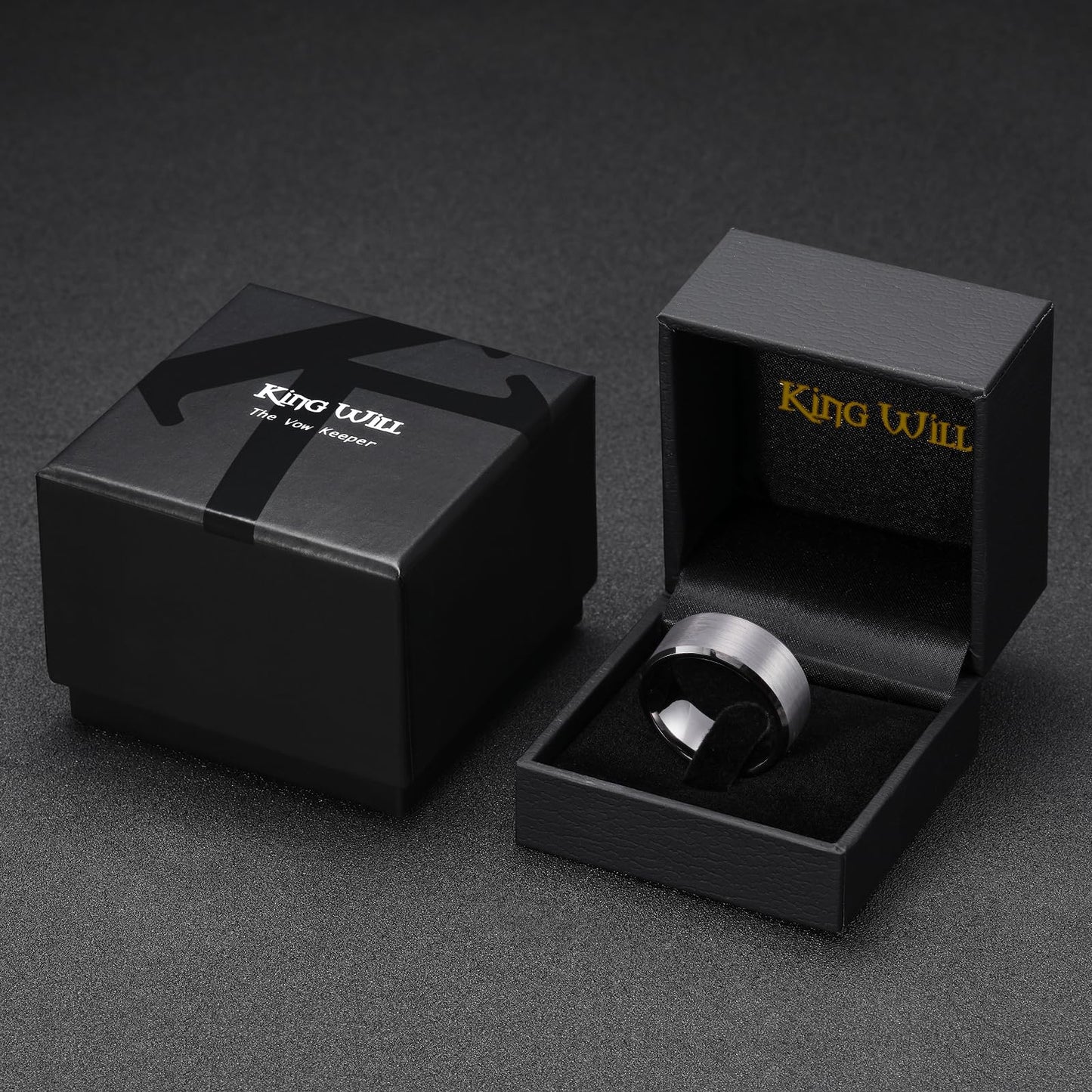 King Will 10mm Tungsten Wedding Band for Men - Gunmetal, Comfort Fit, Size 7