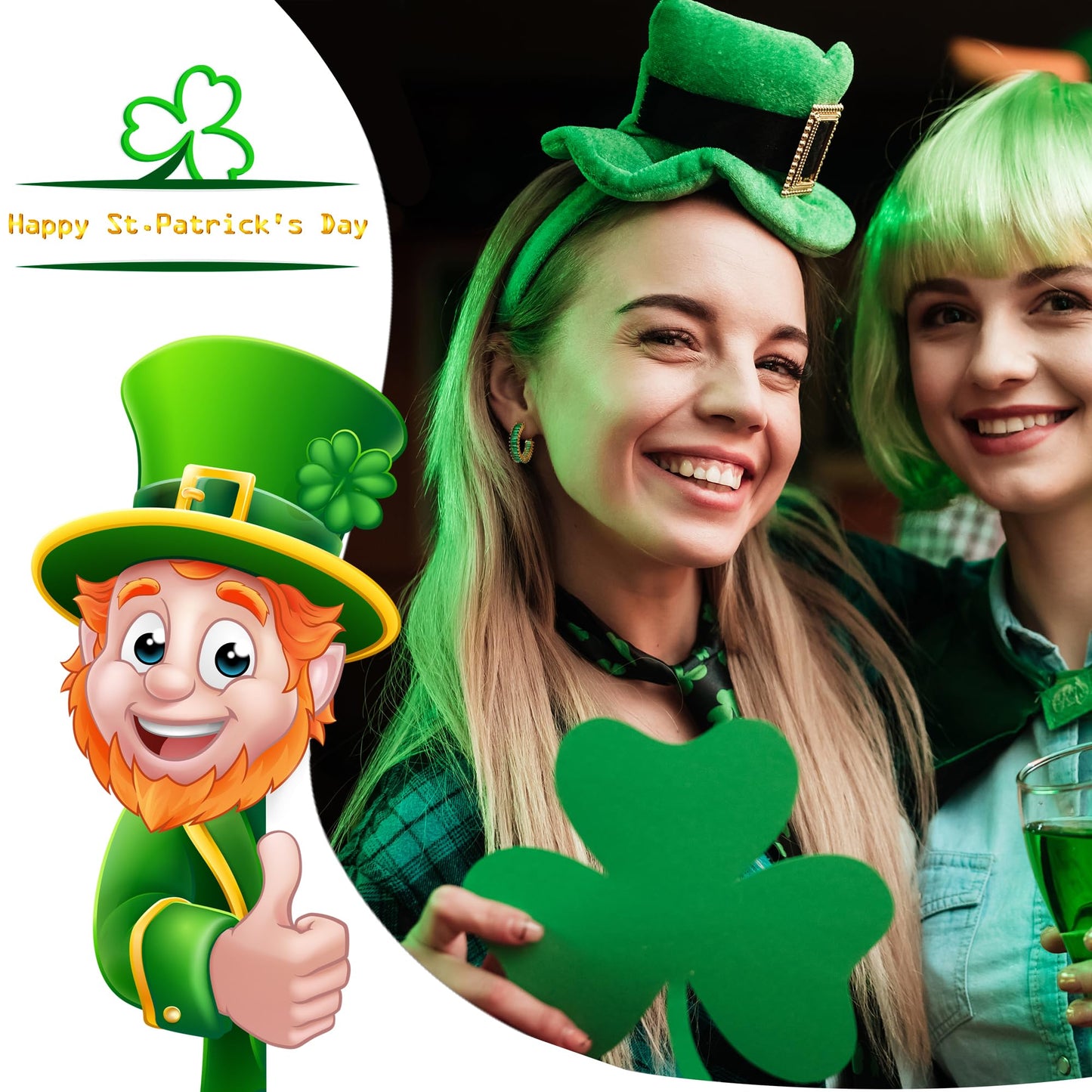 GLOQUAT Gold Green Hoop Earrings St Patrick's Day Earring Accessories for Women Cubic Zirconia Hoops for Irish Festival Trendy Baguette Hoop Earring Womens Emerald Green St Patty's Jewelry Gifts 25mm