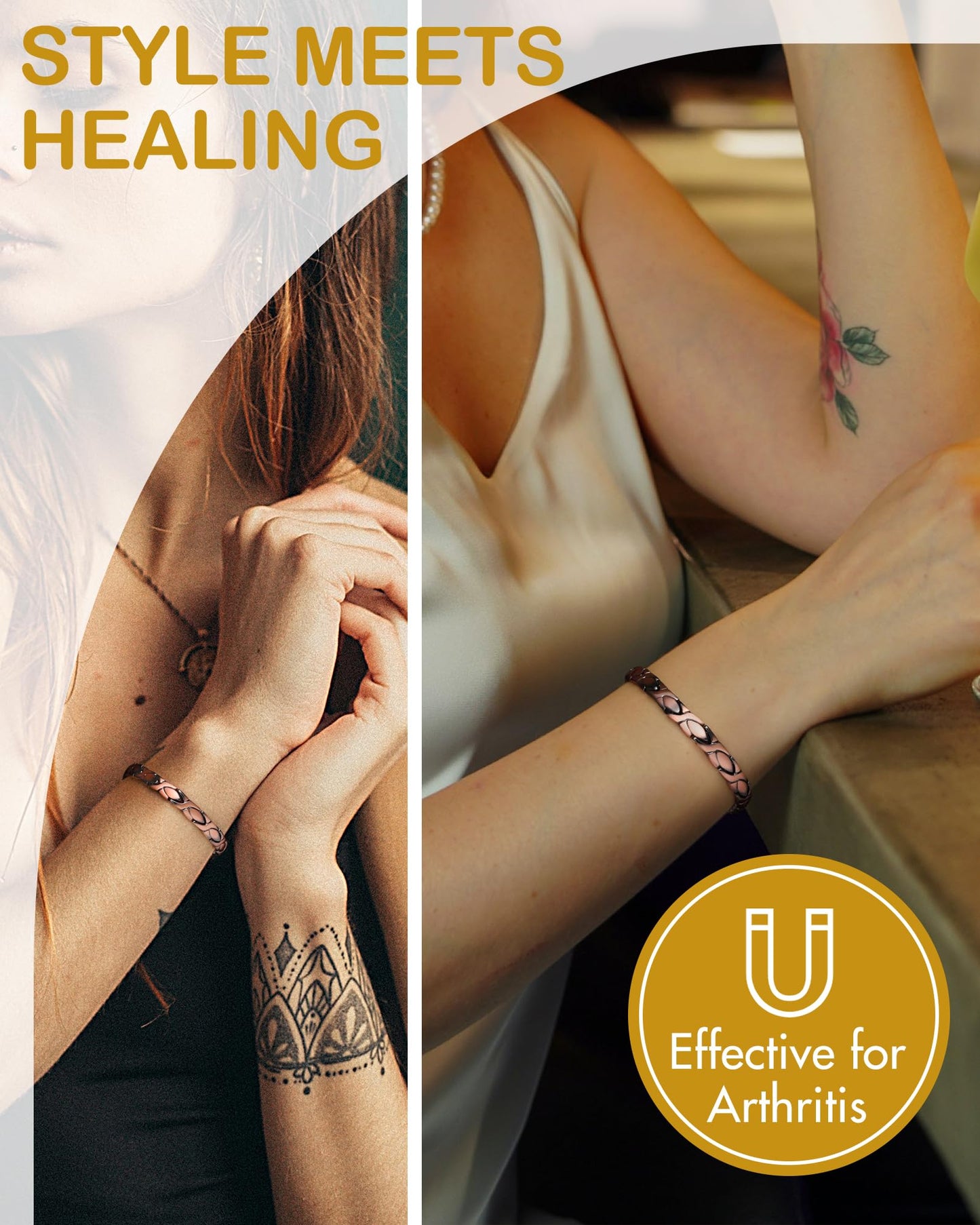 Feraco Copper Bracelet for Women 99.99% Solid Copper Magnetic Bracelets, Unique X Shape Links, Magnetic Field Therapy Jewelry Gifts (X Shape)