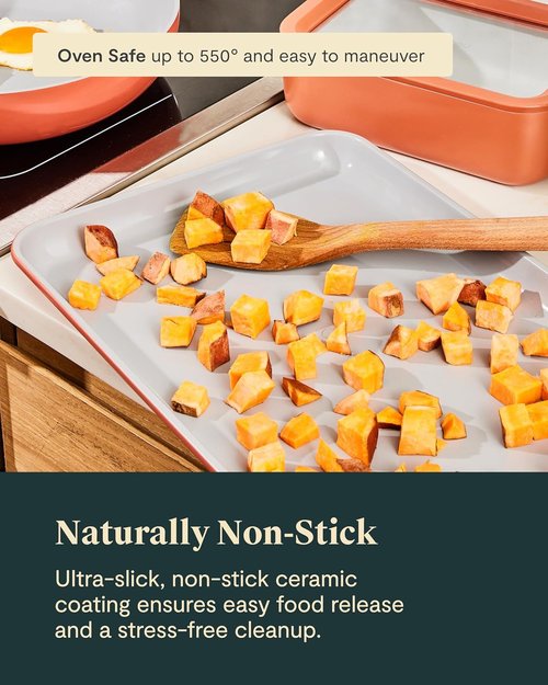 Caraway Non-Stick Ceramic Baking Sheet - Naturally Slick & Non-Toxic - Perfect for Baking & Roasting - Medium (15" x 10") - Navy