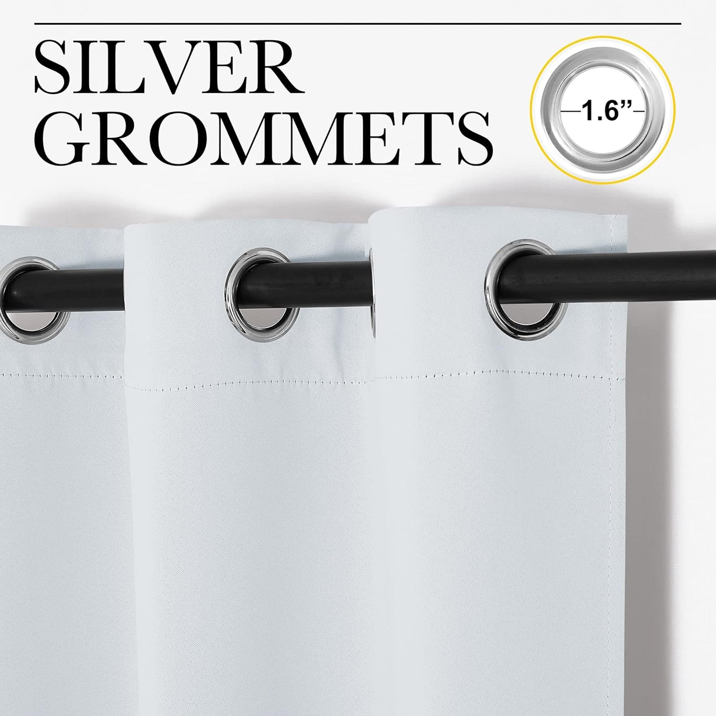 NICETOWN Room Darkening Curtains - Thermal Insulated Grommet Drapes for Living Room | 2 Panels, 42" x 95", Greyish White