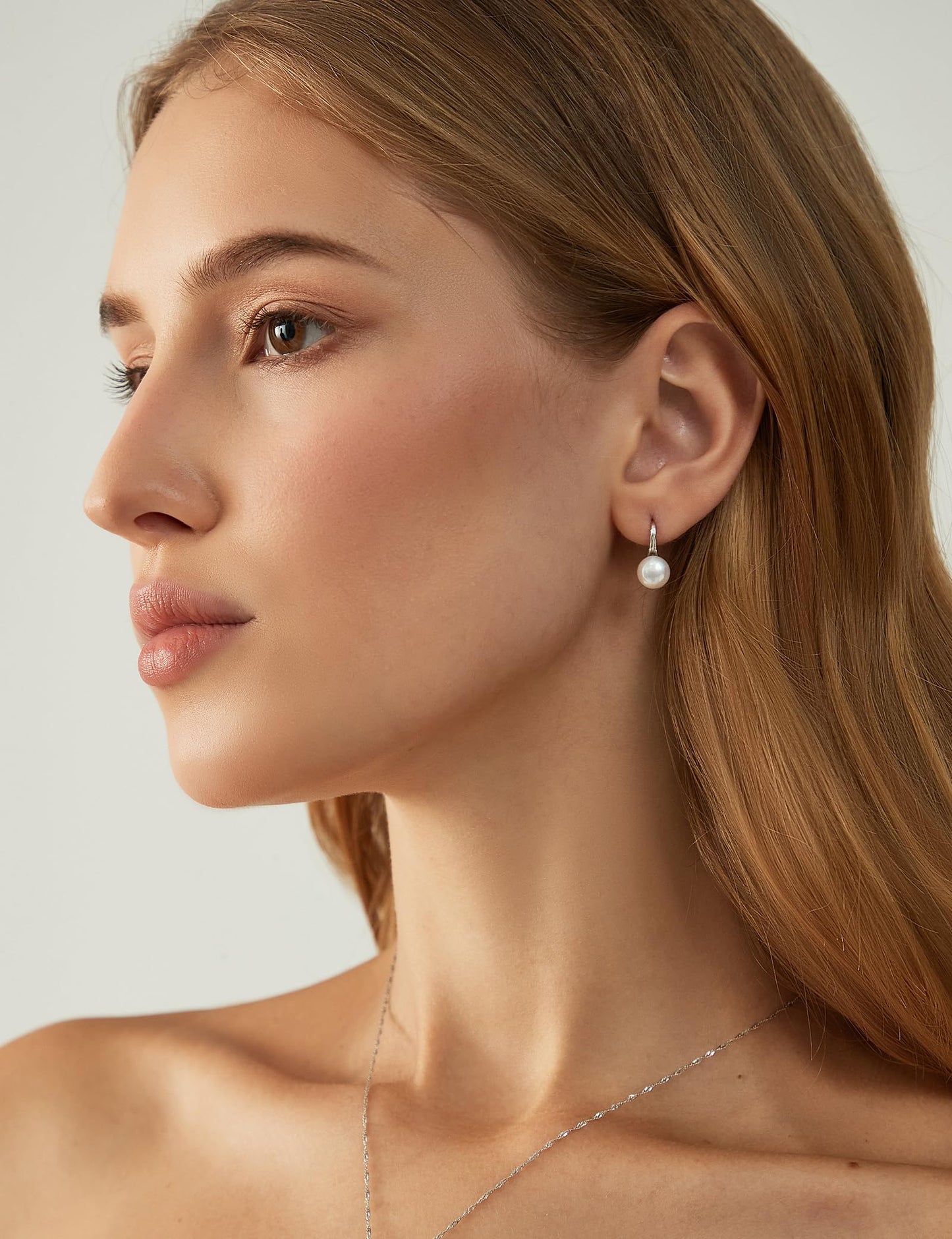 EAMTI Pearl Earrings for Women 925 Sterling Silver Freshwater Cultured Pearl Drop Earrings High Heels Dangle Hook Earrings
