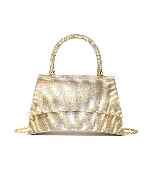 Sweetovo Rhinestones Clutch Purse for Women Sparkly Shoulder Bag and Handbags for Wedding Party Evening Crossbody Bag (B-Gold)