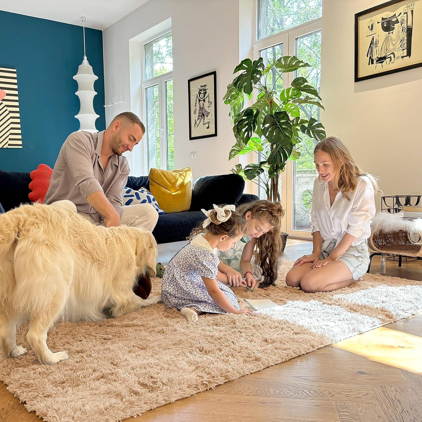 OLANLY Runner Rugs - Soft, Machine Washable Shaggy Carpet for Hallway & Bedroom | Beige 2x10 ft