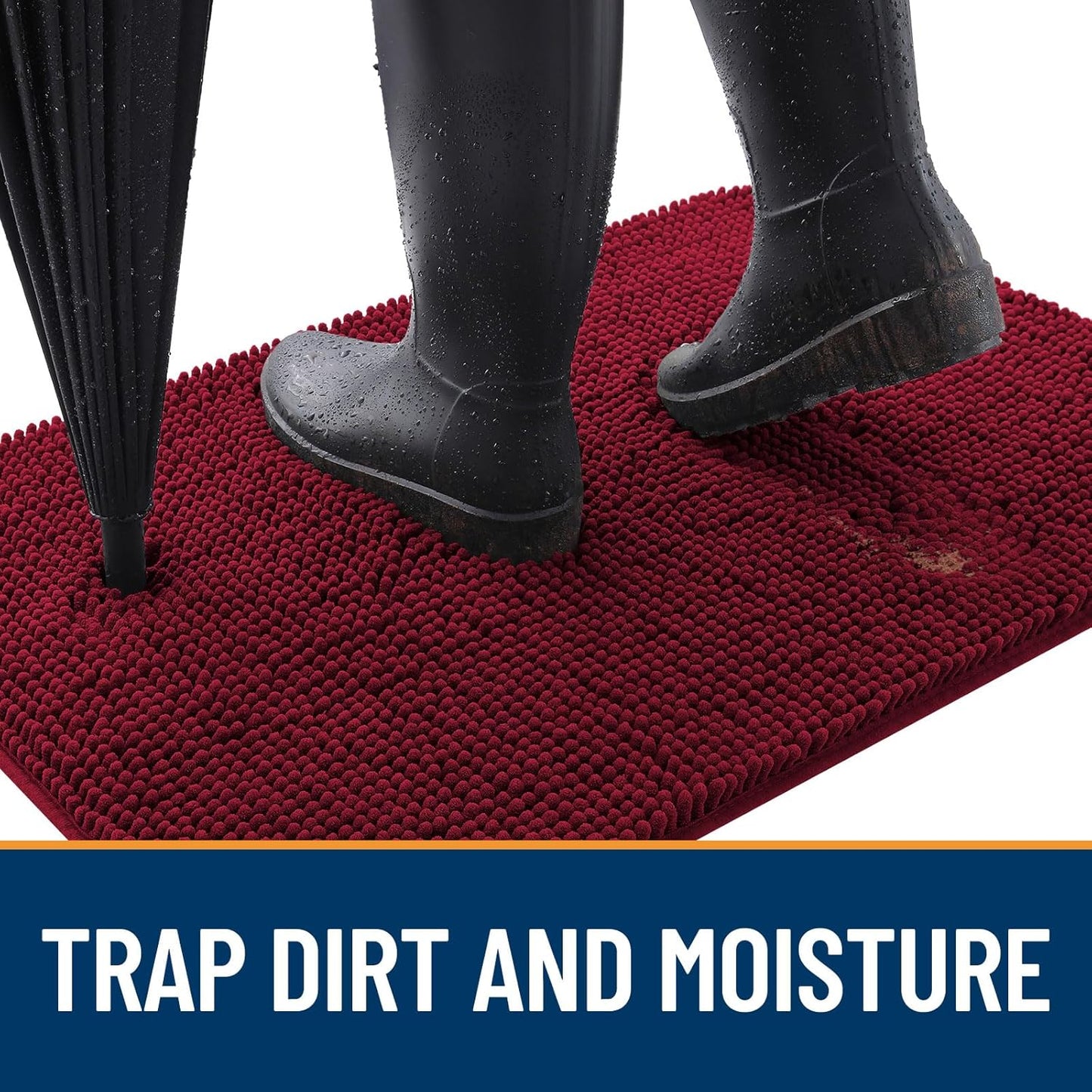 OLANLY Dog Door Mat - Absorbent Non-Slip Chenille Mud Mat for Muddy Paws | 50x30, Burgundy
