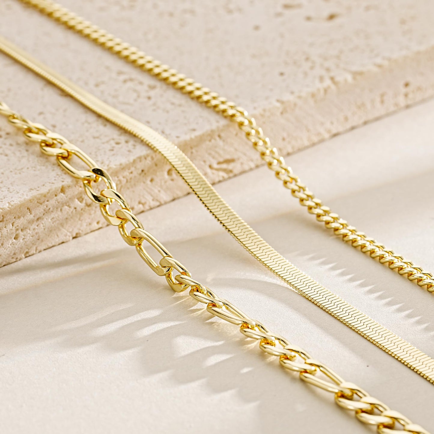 YOIHUR Gold Layered Necklaces for Women, 14K Gold Plated Dainty Necklace Chain Choker Necklaces Herringbone Necklace Set Gold Jewelry Gift for Women