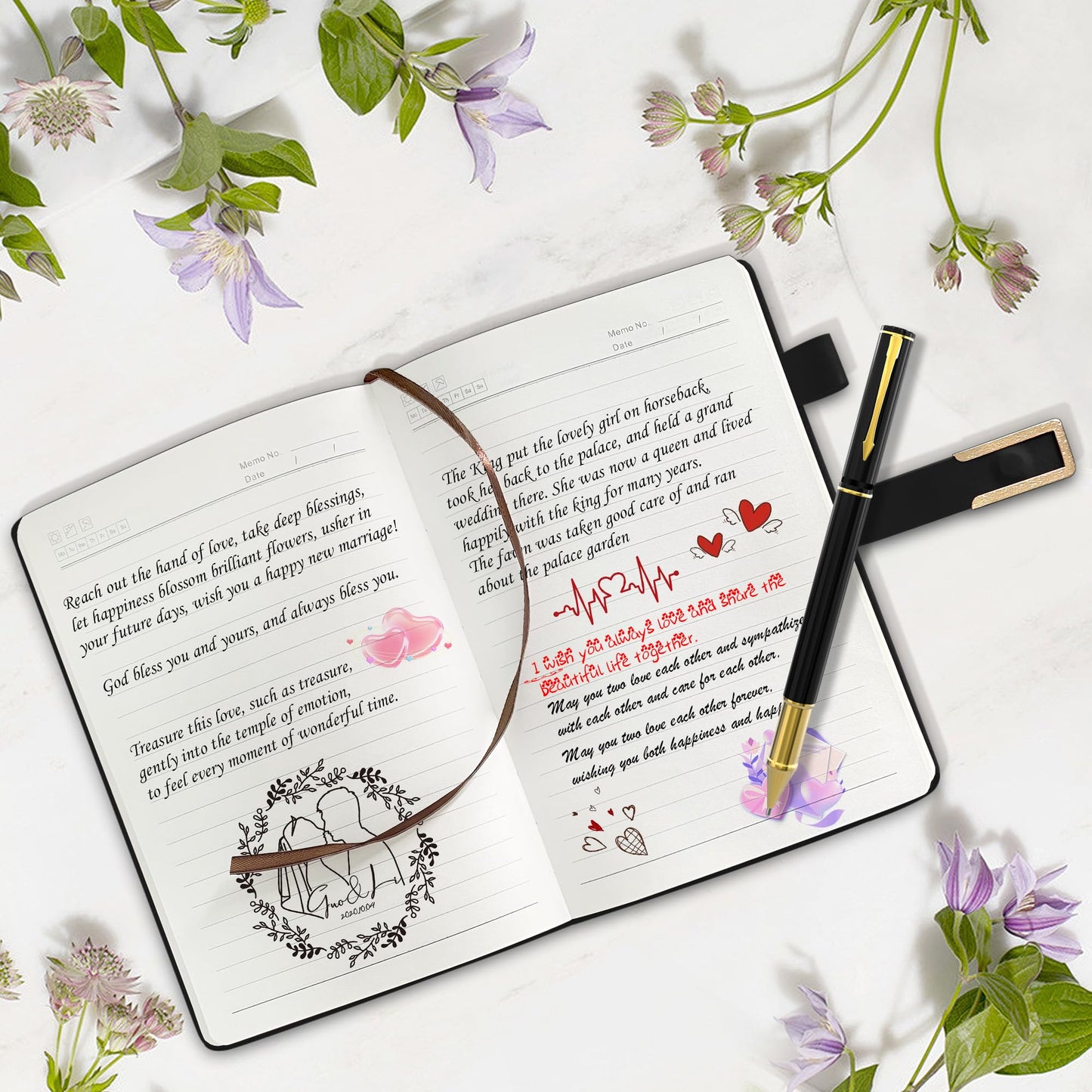 Mousbull Wedding Officiant Book with Pen, 200 Pages A5 Lined Leather Wedding Journal Notebook, Pastor Ministers Sermon Officiant Gifts for Wedding Day Ceremony Proposal- Black