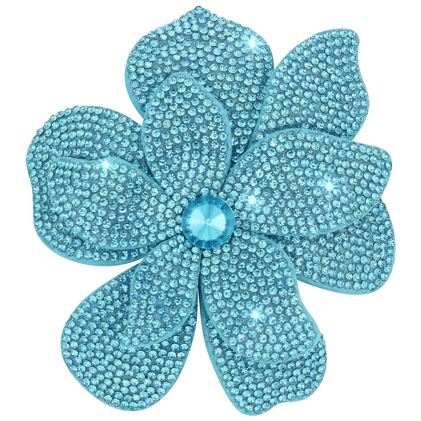 Merdia 3.74 Inches Rhinestone Camellia Flower Brooch Pins & Hair Clips for Women Elegant Created Crystal Lapel Pin Brooches Wedding Party Blue