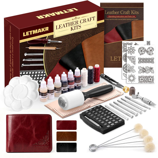 Leather Working Kit with Cowhide and Paint Set