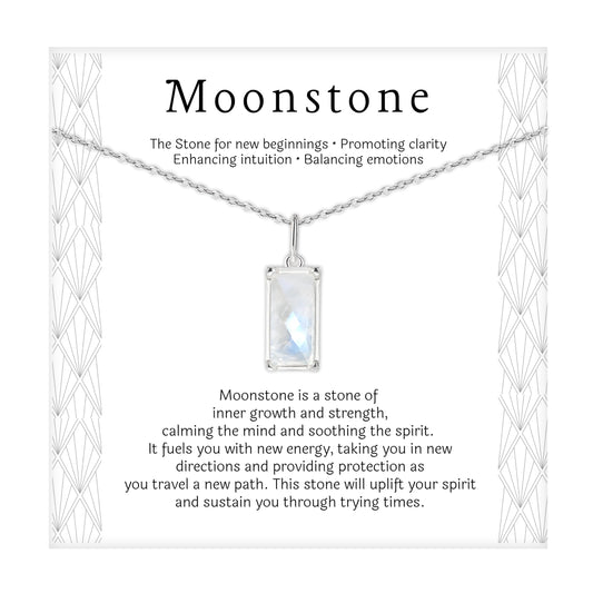 HOPE LOVE SHINE New Beginnings Rainbow Moonstone Sterling Silver Necklace for Women - Meaningful Jewelry