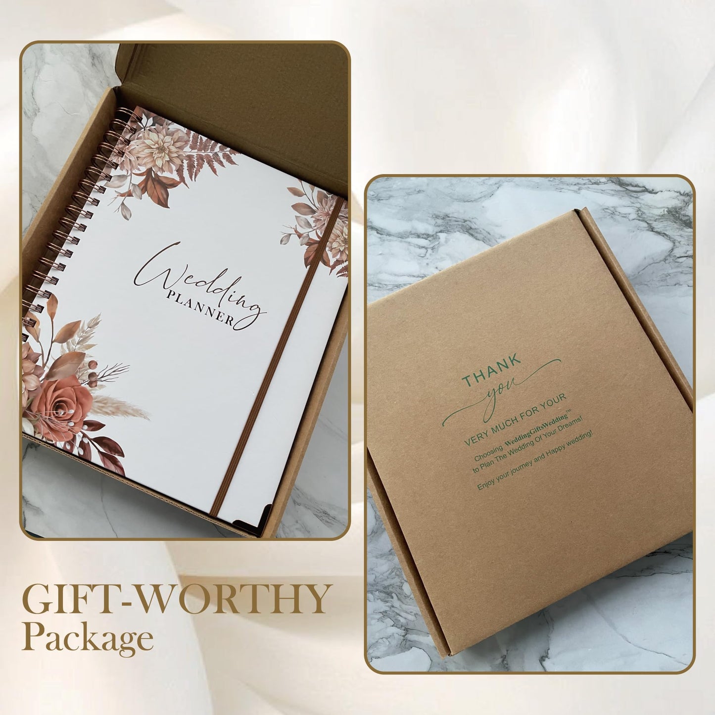 Wedding Planner Book and Organizer, Wedding Planner for Bride Gifts, Bridal Planning Binder, Engagement Gifts for Couples