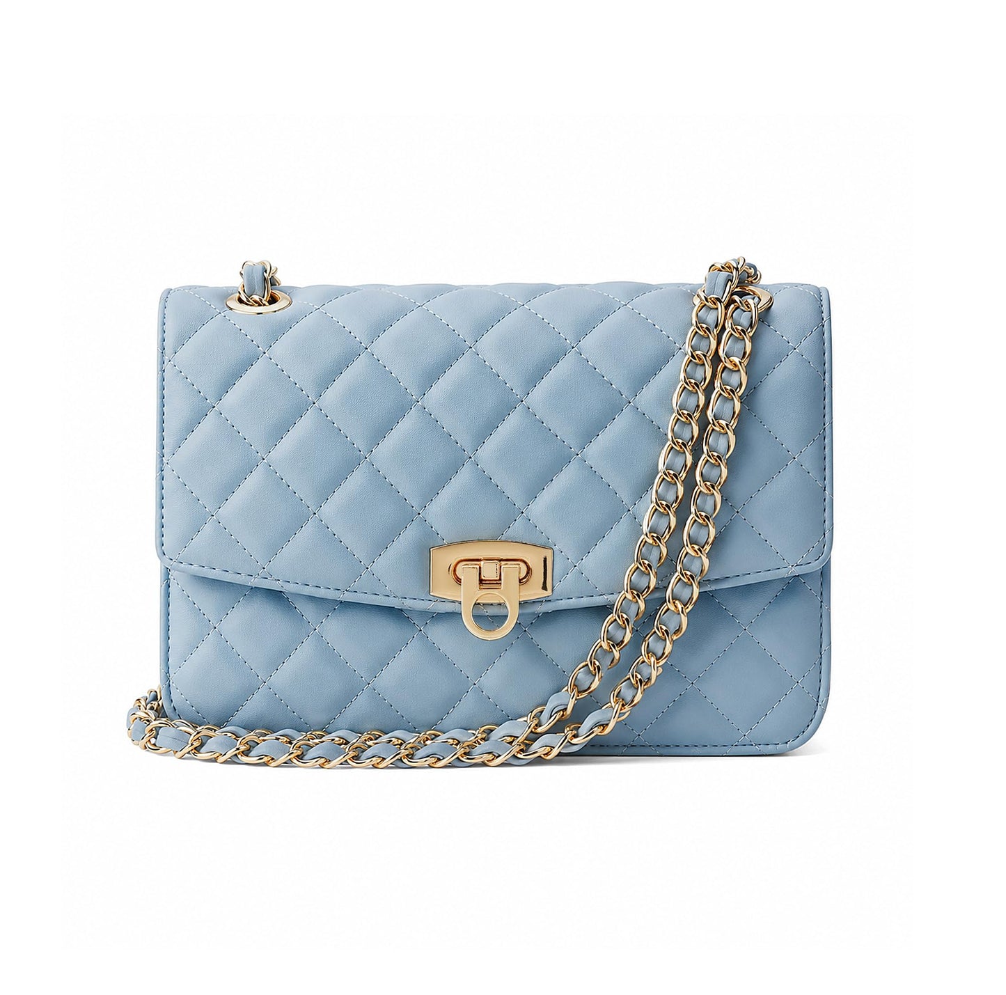 GEMIU Quilted Crossbody Purse for Women Small Women's Shoulder Handbags Womens Clutch Purses with Gold Chain Dressy Blue