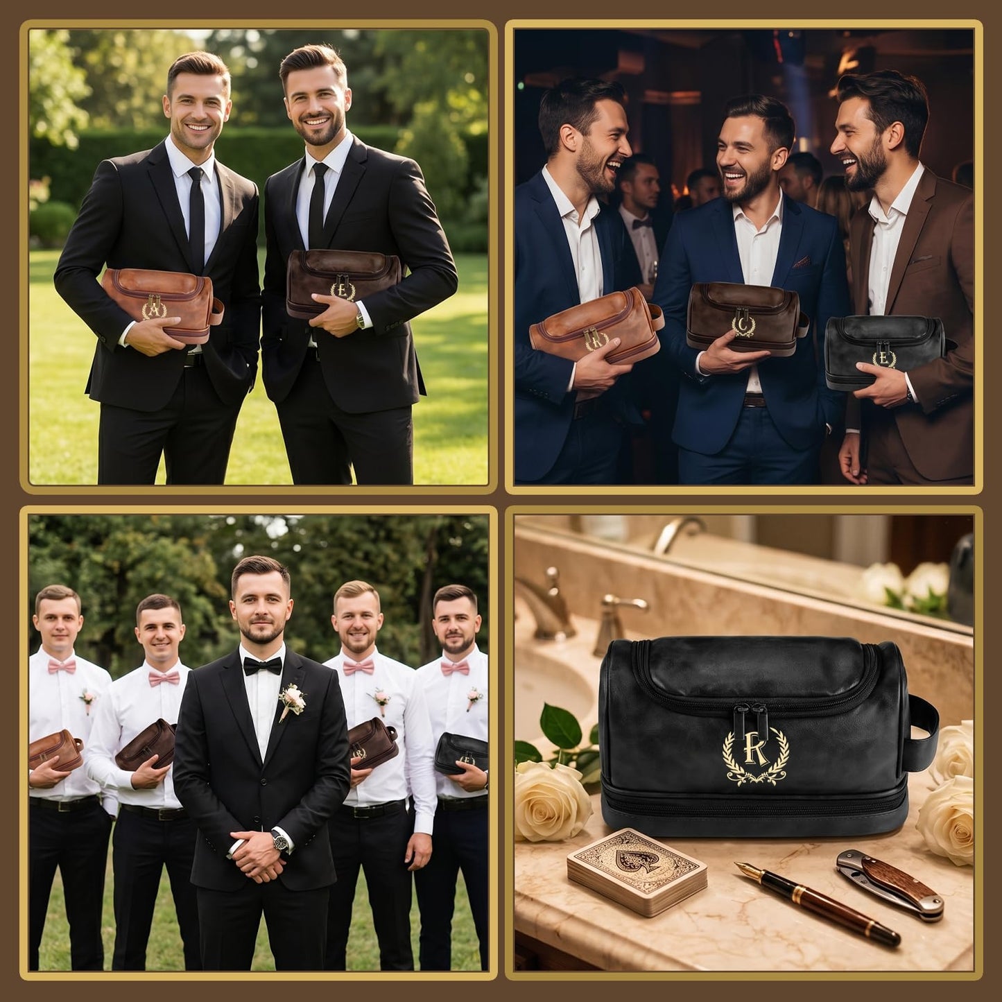 Personalized Toiletry Bag for Men, Father Day Gifts, Initial Toiletry Bag, Customized PU Leather Travel Shaving Kit Bag, Birthday Gift for Men, Him, Husband, Dad, Brother, Groomsmen, Boyfriend(J)