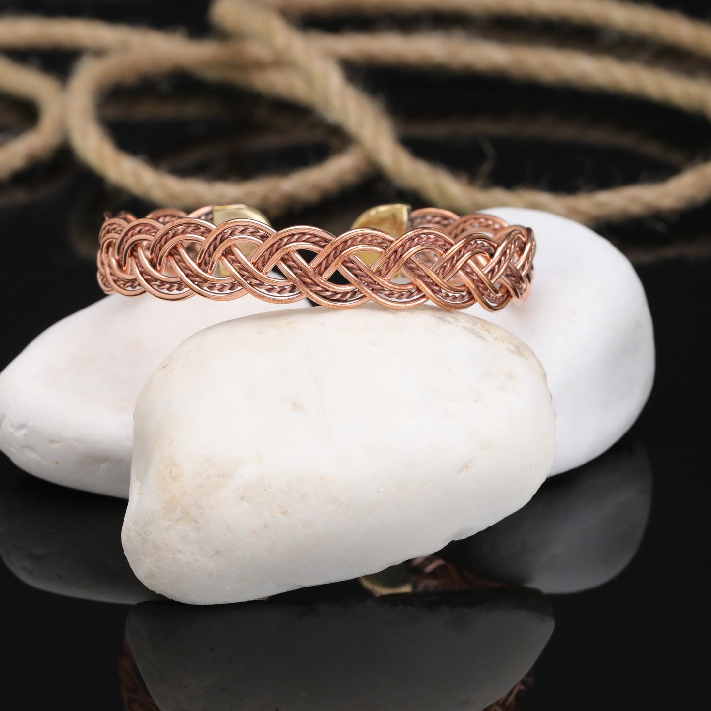 Handmade Elegant Copper Bracelet for Women - Pure Copper Bracelet for Pain Relief and Stress Relief - Adjustable Entwisted Copper Bracelet to Fit many Size Wrist(fancy knitted) (fancy knitted)