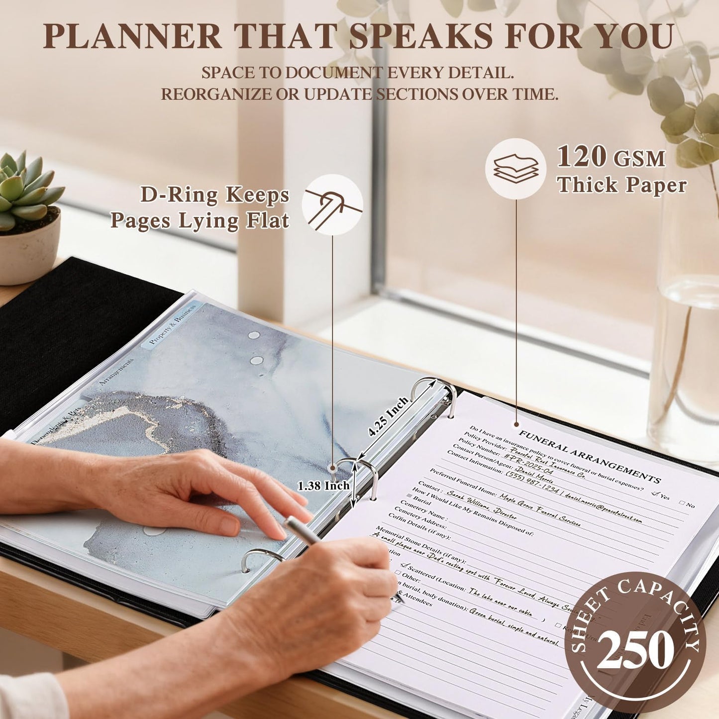 Lanpn End of Life Binder Organizer Death Planner 8.5"x11", Final Wishes & Estate Document Folder with 8 Dividers & 10 Letter Size Binder Pockets, When I Die Journal Before Death Life Plan Book, Blue
