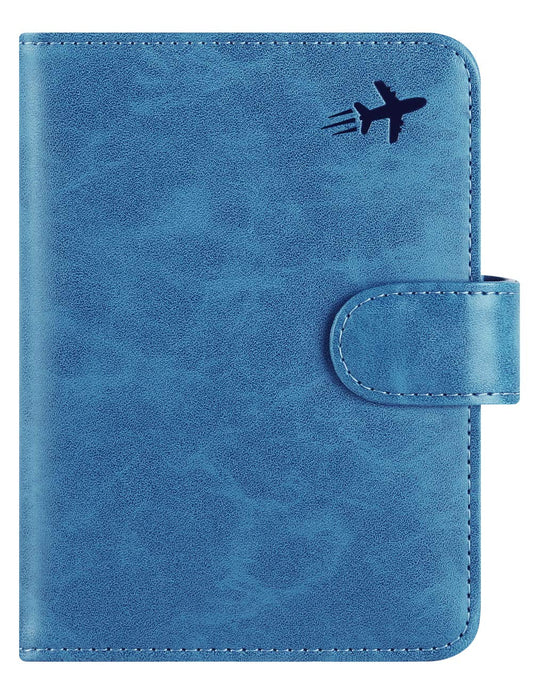 Passport Holder Cover Wallet RFID Blocking Leather Card Case Travel Accessories for Women Men (#Blue)
