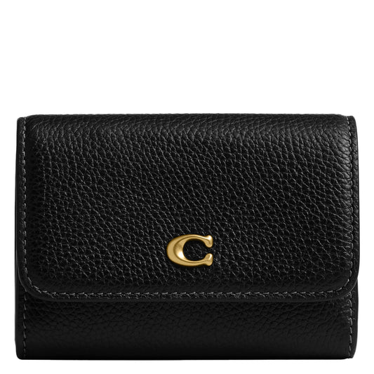 COACH Polished Pebble Leather Essential Flap Card Case