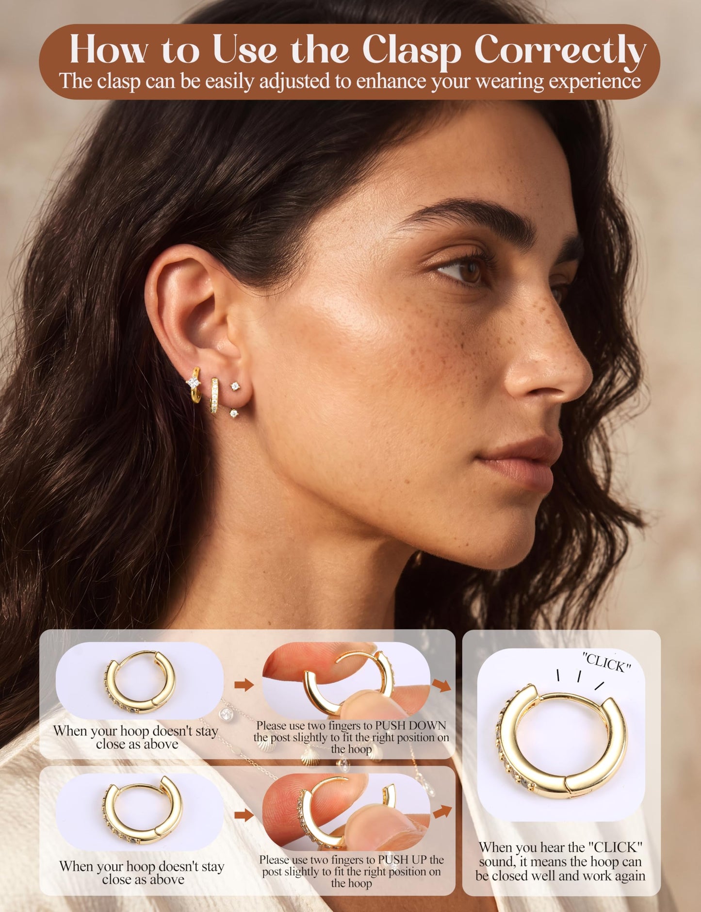 MILACOLATO 925 Sterling Silver Earrings for Women, 14K Gold Plated Small Huggie Hoop Earrings Sets for Multiple Piercing Hypoallergenic Jewelry, CZ Cartilage Earrings Stacks Trendy Jewelry Gifts, 3 Pairs